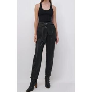 Jonathan Simkhai Tessa Black Vegan Leather High Rise Tapered Pants 4